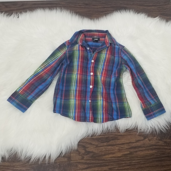 OshKosh & H&M Classic 2 Long Sleeve Cotton Button Down Dress Shirts Multicolored - Picture 8 of 16